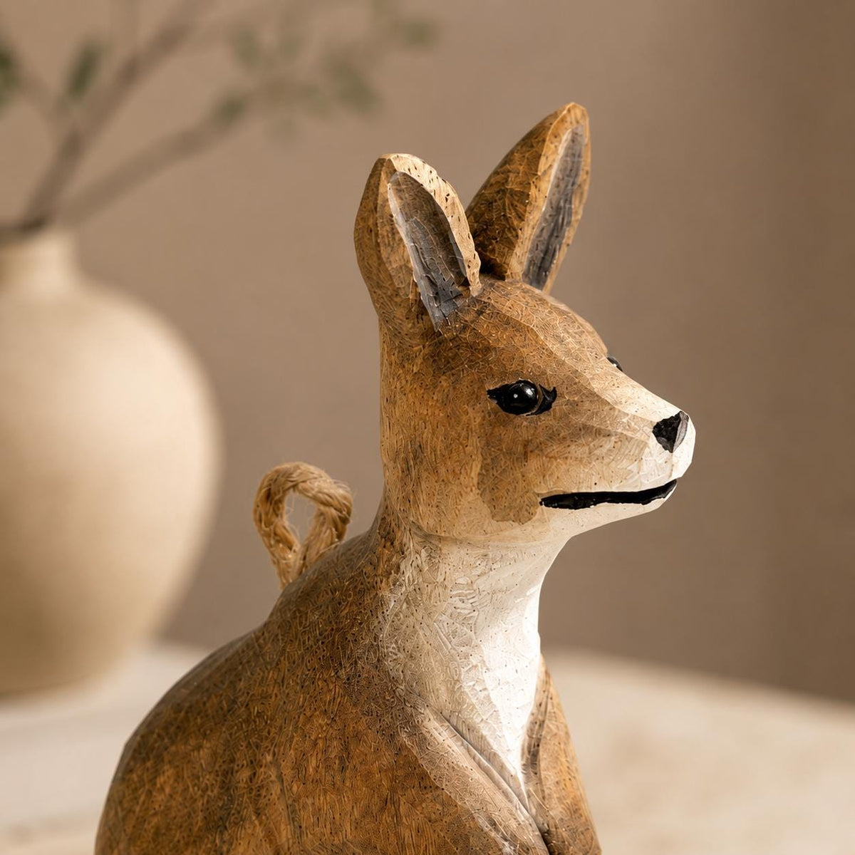 Hand-Carved Wooden Kangaroo Figurine Rustic Australian Wildlife Decor Unique Gift for Animal Lovers