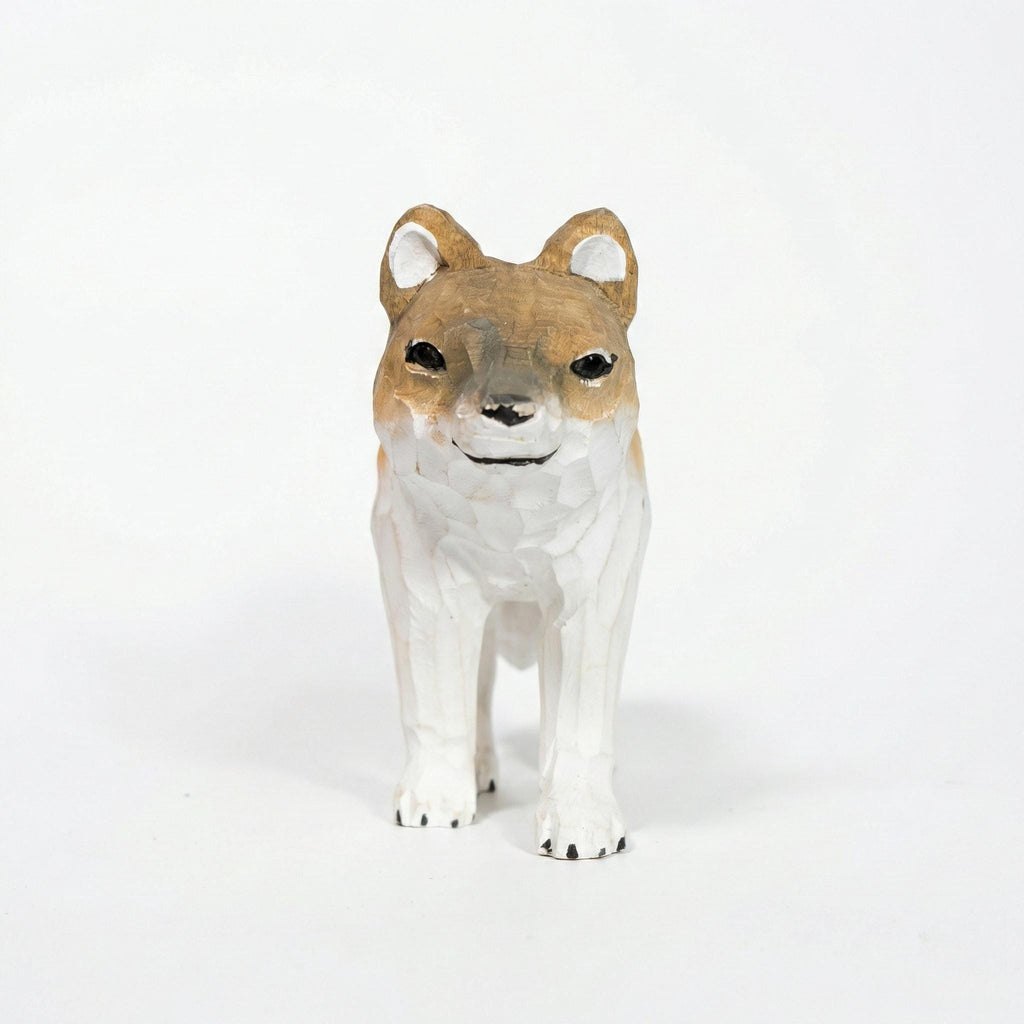 Hand Carved Wooden Coyote Figurine, Rustic Woodland Animal Decor, Whittled Wolf Statue, Desk Pet, Nature Lover Gift