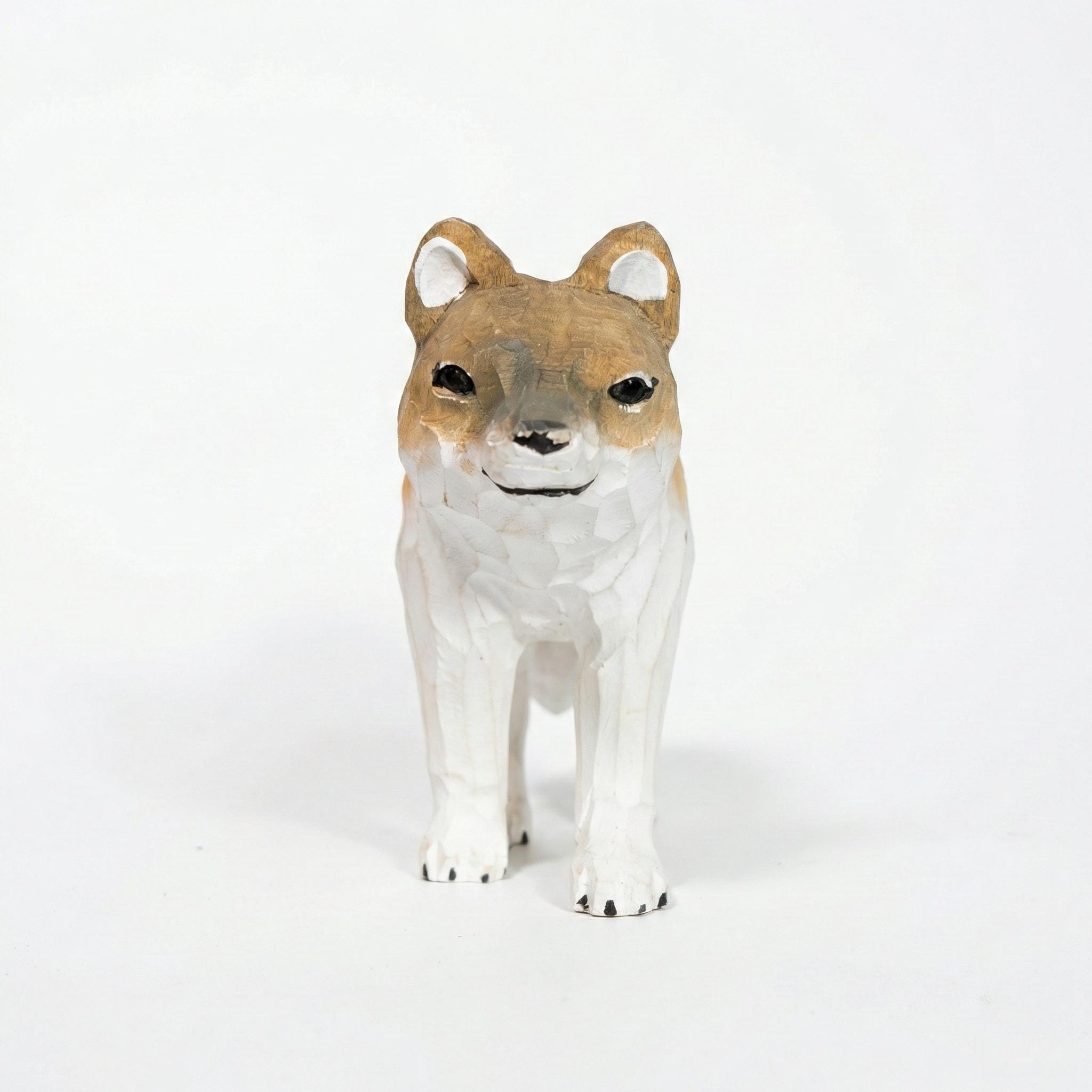 Hand Carved Wooden Coyote Figurine, Rustic Woodland Animal Decor, Whittled Wolf Statue, Desk Pet, Nature Lover Gift