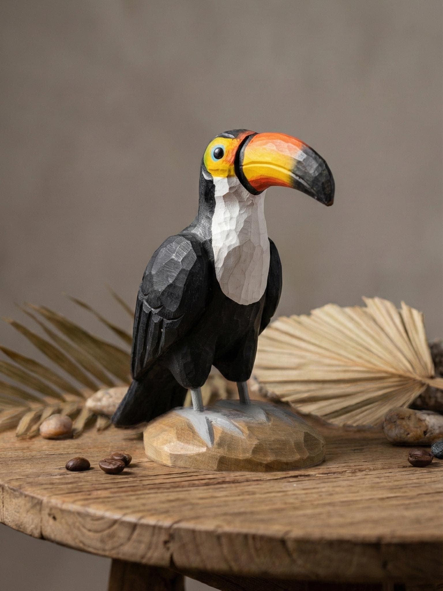 Handmade Wooden Toucan Statue, Tropical Bird Figurine, Colorful Jungle Decor, Bird Watcher Gift, Tiki Bar Accent