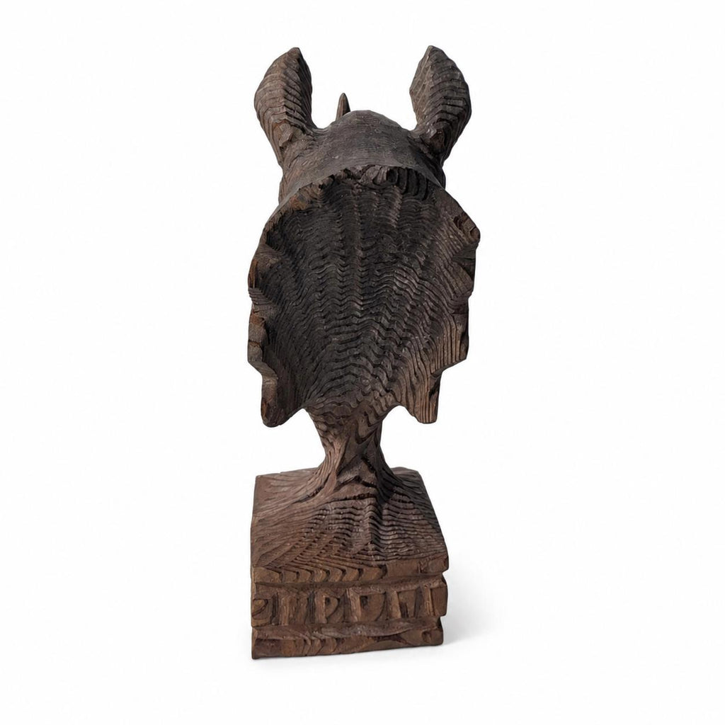Majestic Wooden Rhino Bust Hand Carved Animal Sculpture Rustic Safari Desk Decor Unique Wildlife Lover Gift for Him