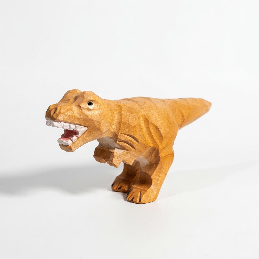 Hand-Carved Wooden T-Rex Figurine, Rustic Dinosaur Decor, Whimsical Wood Carving Art, Unique Desk Ornament, Gift for Paleontology Lovers