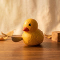 Funny Wooden Duck with Knife Figure Quirky Desk Decor Meme Wood Carving Cheeky Animal Figurine Unique Gag Gift for Co-Worker Humorous Art