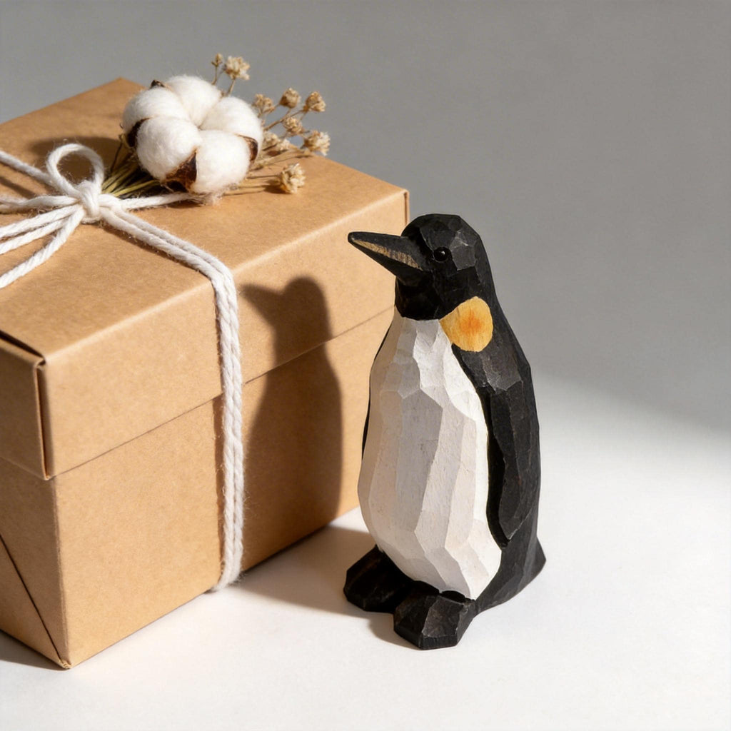 Hand-Carved Wooden Penguin Figurine | Geometric Minimalist Bird Decor | Rustic Nursery Art | Unique Gift for Animal Lovers & Bird Watchers