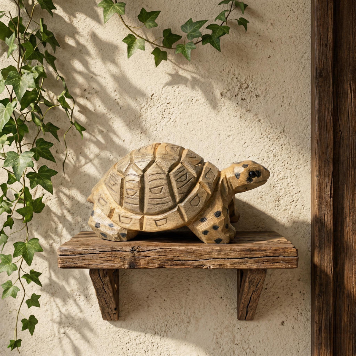 Hand-Carved Wooden Turtle Figurine | Rustic Woodland Animal Decor | Miniature Tortoise Sculpture | Unique Nature Lover Gift for Desk