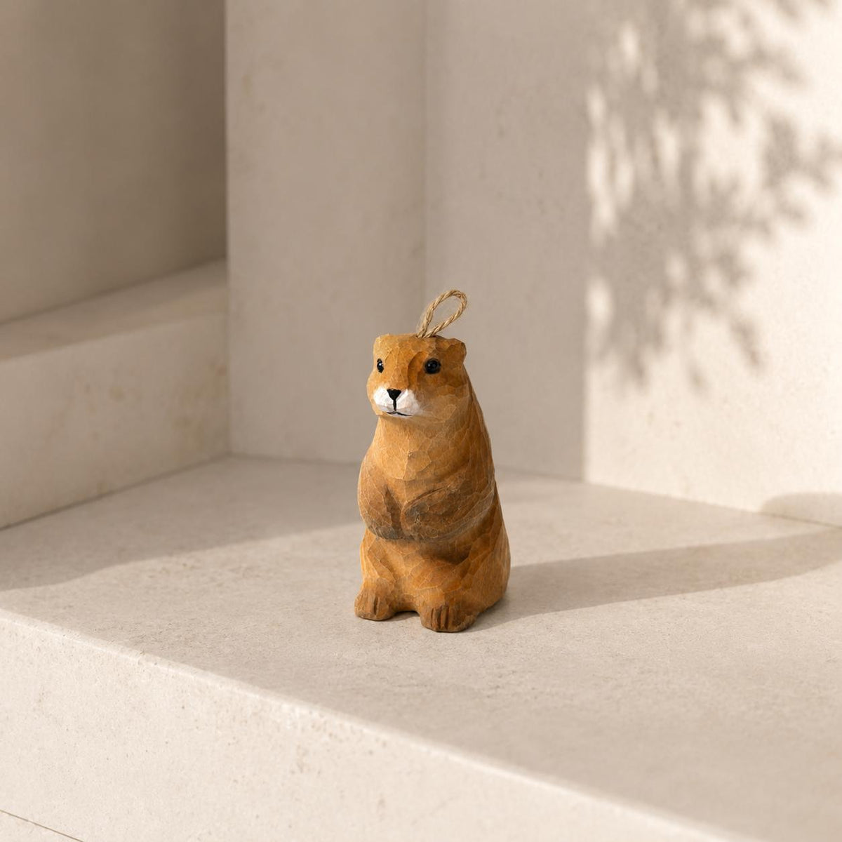 Whimsical Wooden Groundhog Ornament Hand Carved Forest Animal Decor Cute Prairie Dog Figurine Nature Lover Gift