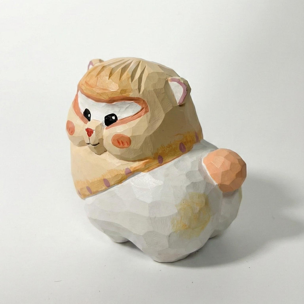 Chubby Wooden Alpaca Figurine, Hand Carved Llama Decor, Animal Statue, Whimsical Desk Accessory
