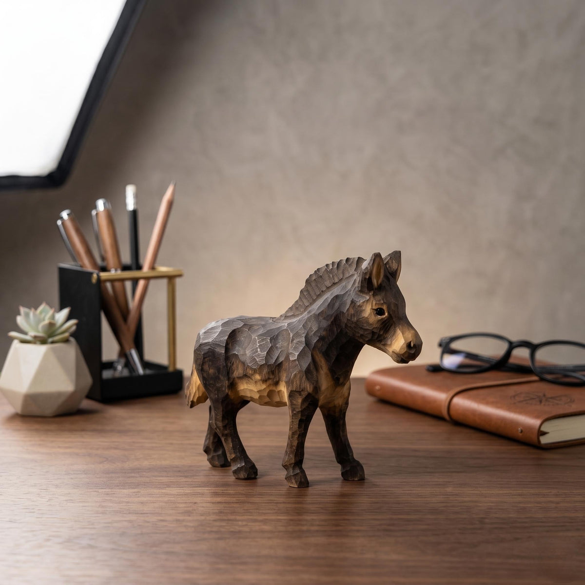 Charming Hand Carved Wooden Foal Figure | Rustic Horse Statuette & Farmhouse Shelf Decor | Sweet Animal Lover Gift for Nursery