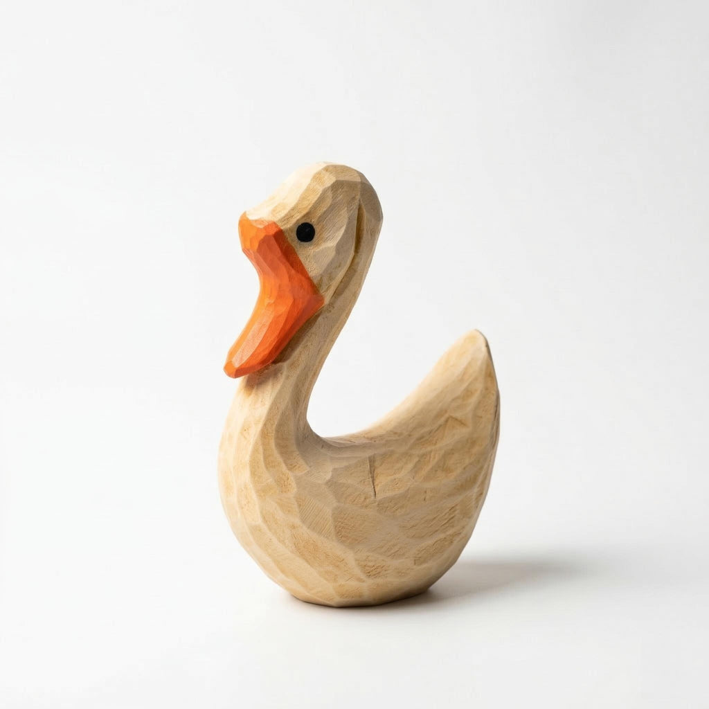 Whimsical Wooden Goose Figurine | Hand Carved Wood Bird Sculpture | Rustic Nursery Decor | Shelf Sitter Art | Gift for Animal Lover