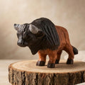 Rustic Wooden Bison Carving Handmade Animal Sculpture Western Room Decor Nature Lover Gift for Dad