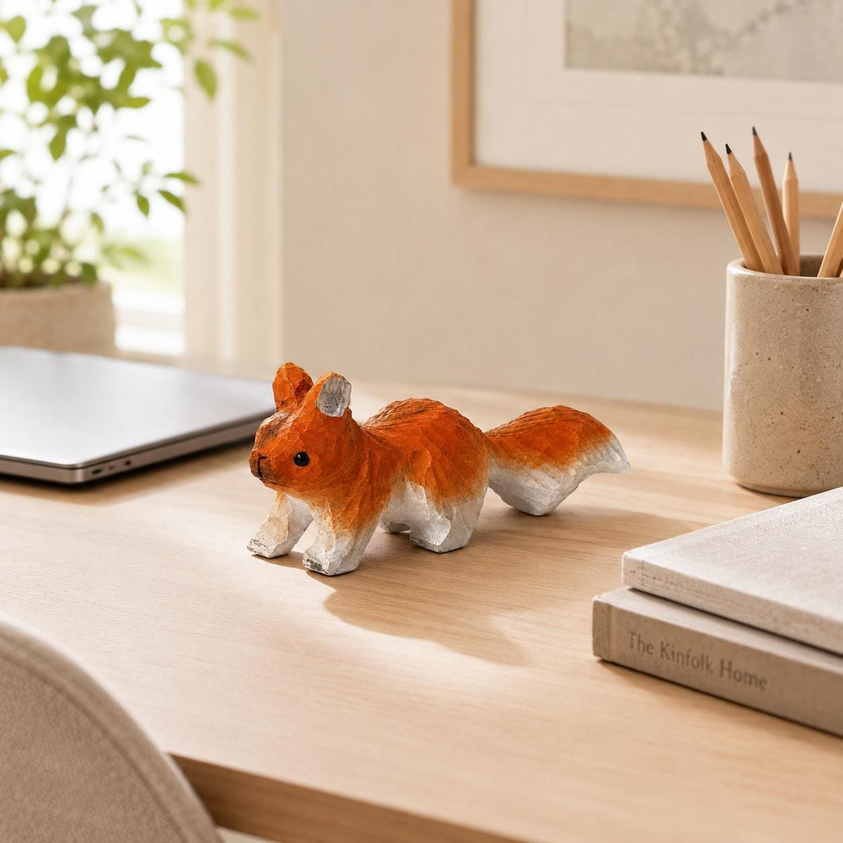 Playful Red Squirrel Wood Carving Rustic Forest Animal Figurine Handcrafted Nature Lover Decor Unique Woodland Gift for Kids