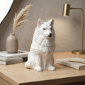 Sweet Hand Carved Wooden Samoyed Dog, Minimalist White Pet Figurine, Rustic Animal Art Sculpture, Thoughtful Dog Lover Gift Memorial
