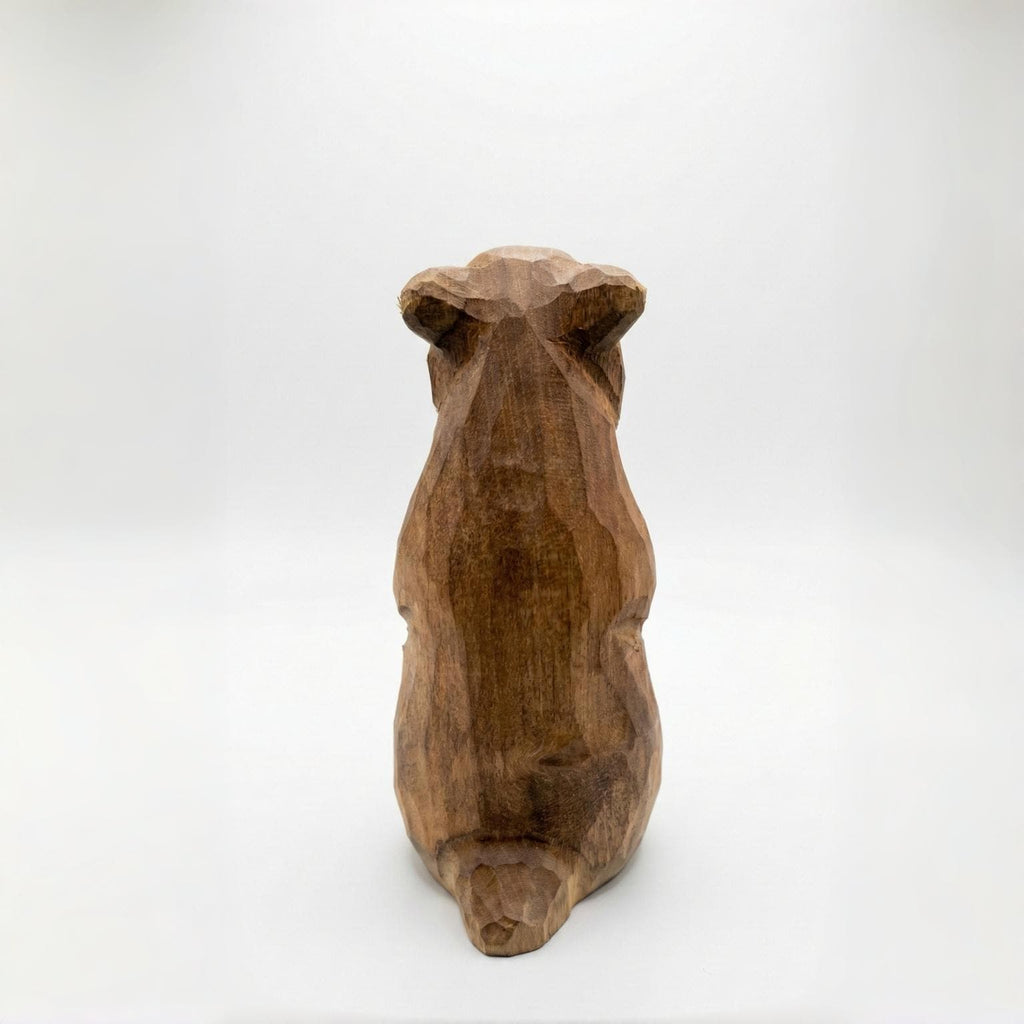Handmade Wooden Groundhog Figurine, Marmot Statue, Rustic Woodland Decor, Whimsical Prairie Art, Cabin Ornament