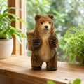 Hand-Carved Wooden Bear with Backpack Figurine | Whimsical Forest Hiker Decor | Cute Wood Animal Sculpture | Nature Lover Gift
