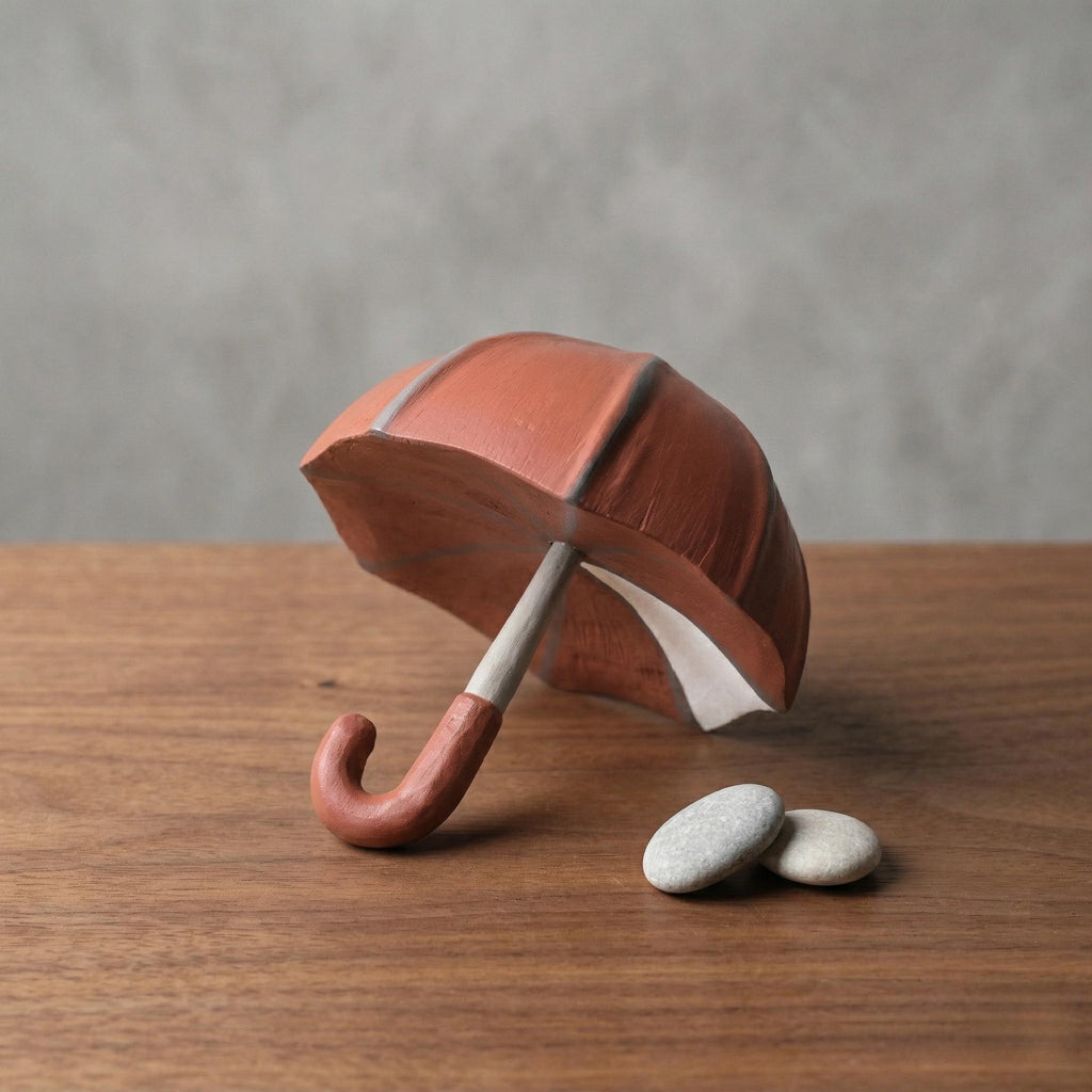 Whimsical Wood Carved Umbrella Miniature Rainy Day Desk Decor Cute Wooden Weather Prop Pluviophile Gift Cozy Bookshelf Accessory