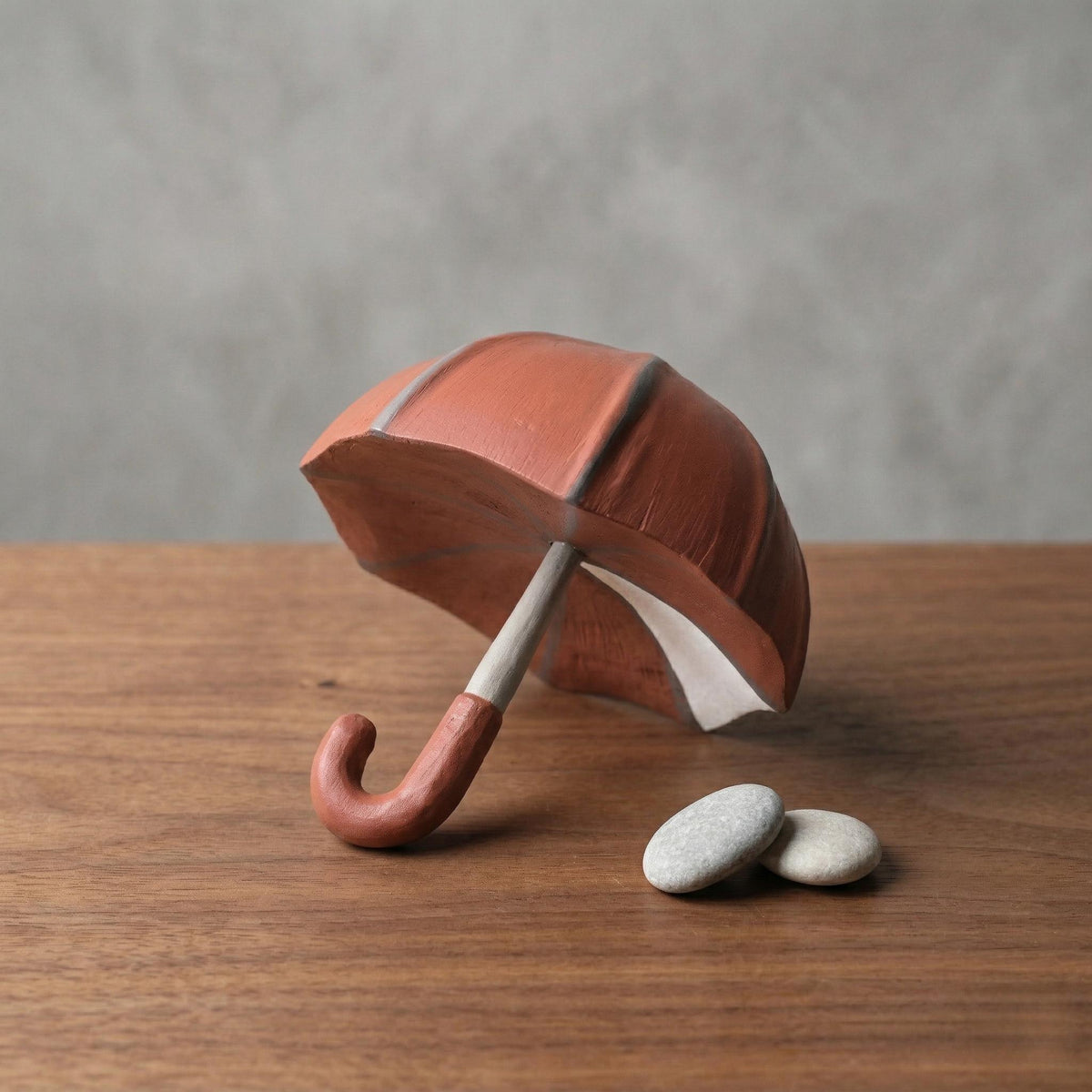 Whimsical Wood Carved Umbrella Miniature Rainy Day Desk Decor Cute Wooden Weather Prop Pluviophile Gift Cozy Bookshelf Accessory