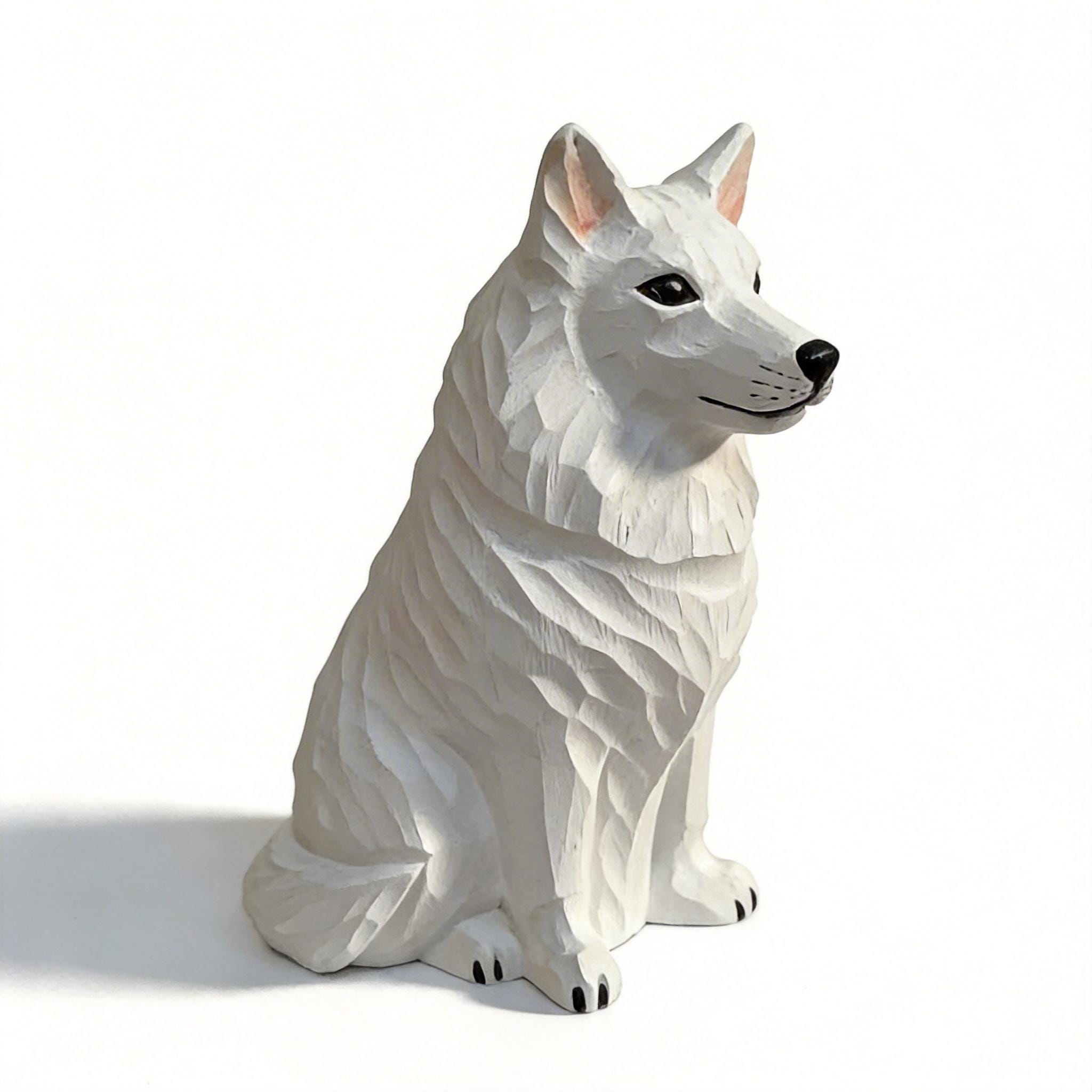 Hand Carved Wooden White Dog Figurine | Rustic Farmhouse Decor | White Shepherd Sculpture | Unique Woodland Animal Lover Gift