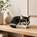 Geometric Husky Wood Figurine, Hand Carved Siberian Husky Dog Statue, Low Poly Animal Sculpture, Rustic Farmhouse Decor