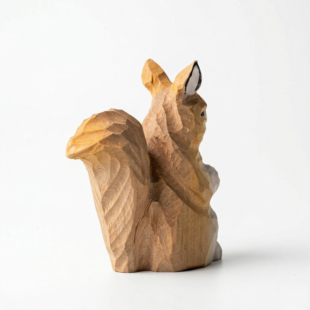 Whimsical Hand Carved Wooden Squirrel Figurine, Rustic Woodland Nursery Decor, Woodland Animal Statue, Unique Nature Lover Gift Idea