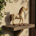 Whimsical Hand-Carved Wooden Horse Figurine, Rustic Equine Statue, Geometric Animal Art, Farmhouse Decor, Horse Lover Gift Idea