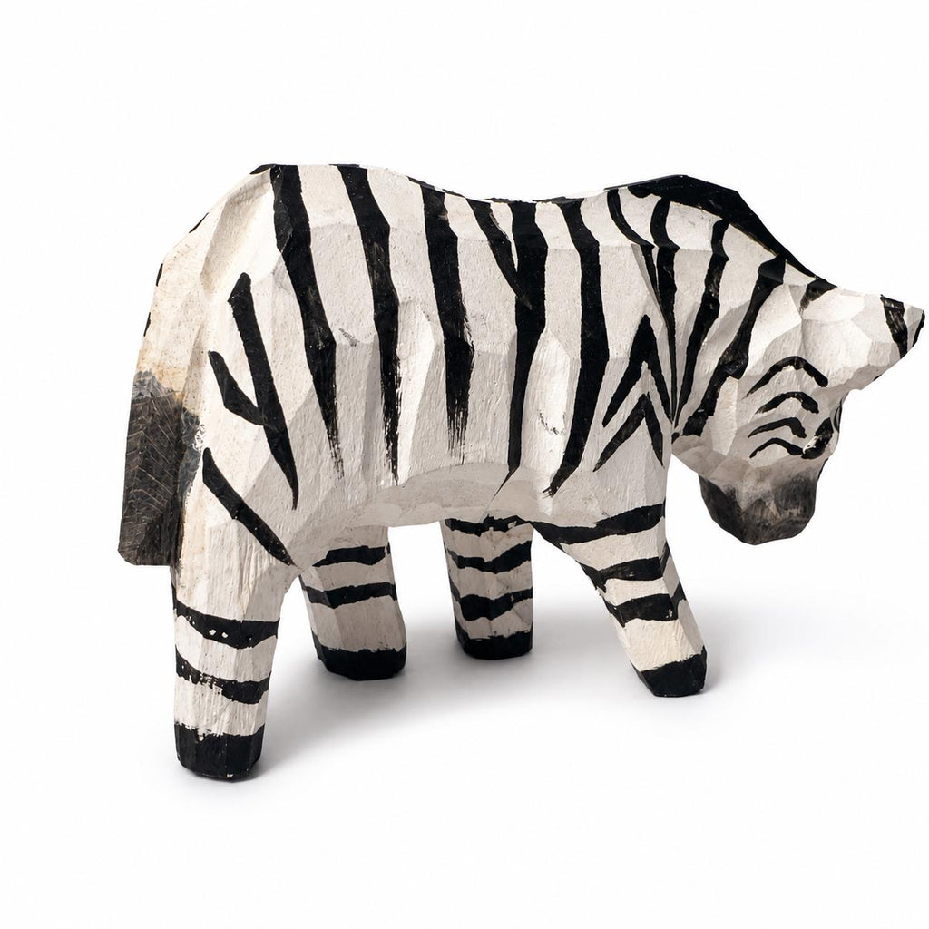 Whimsical Wooden Zebra Hand Carved Animal Figurine Safari Nursery Decor Rustic Wood Carving Wildlife Art Unique Gift for Animal Lover