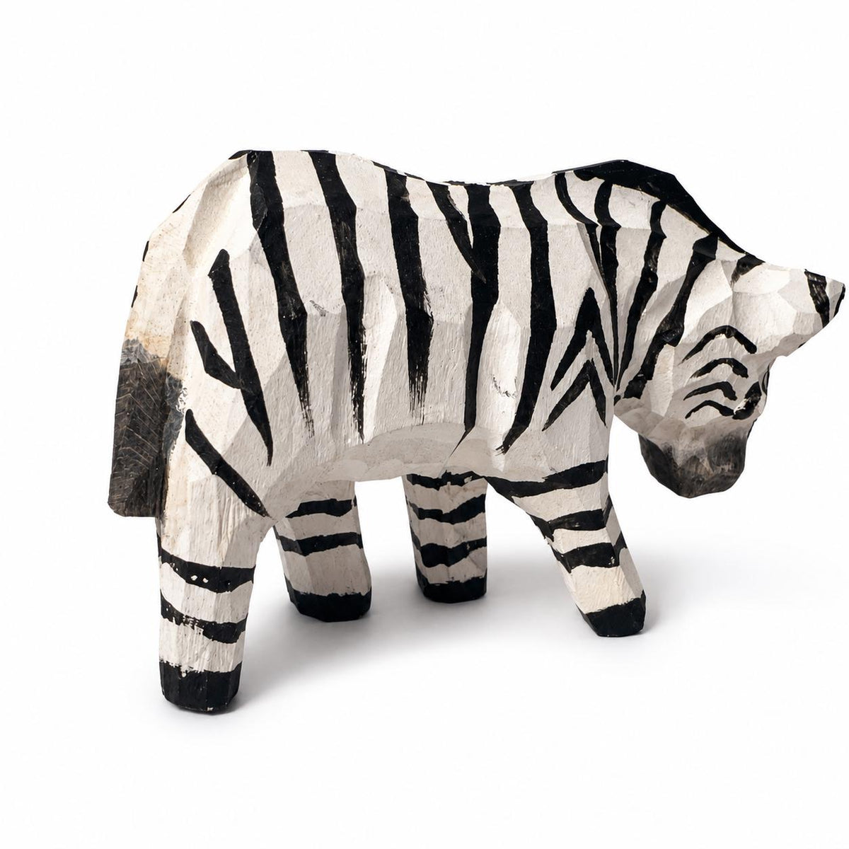 Whimsical Wooden Zebra Hand Carved Animal Figurine Safari Nursery Decor Rustic Wood Carving Wildlife Art Unique Gift for Animal Lover