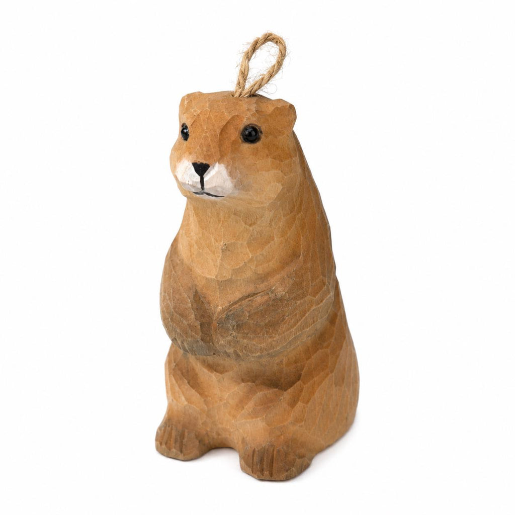 Whimsical Wooden Groundhog Ornament Hand Carved Forest Animal Decor Cute Prairie Dog Figurine Nature Lover Gift