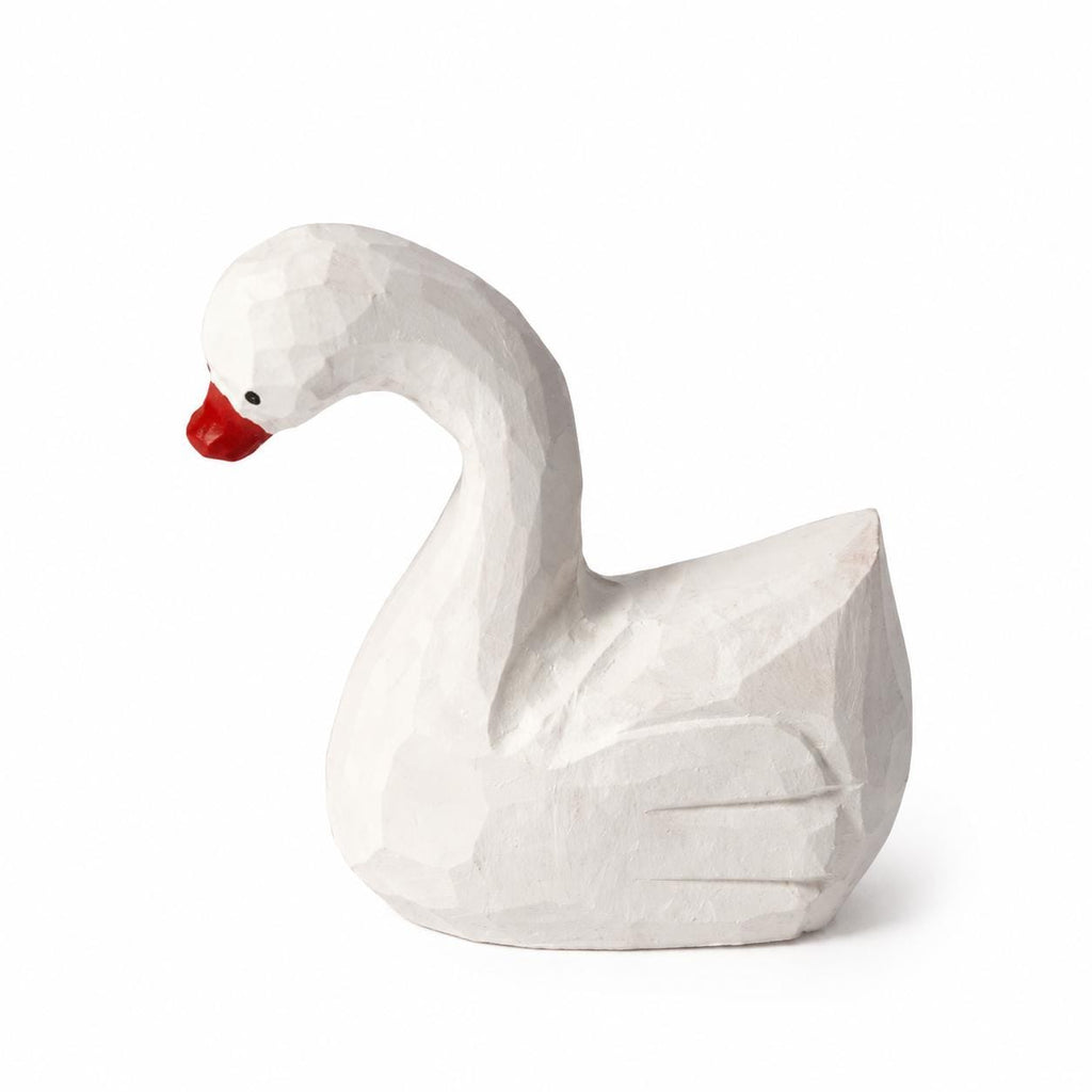 Whimsical White Wood Swan Hand Carved Bird Rustic Nursery Decor Unique Gift