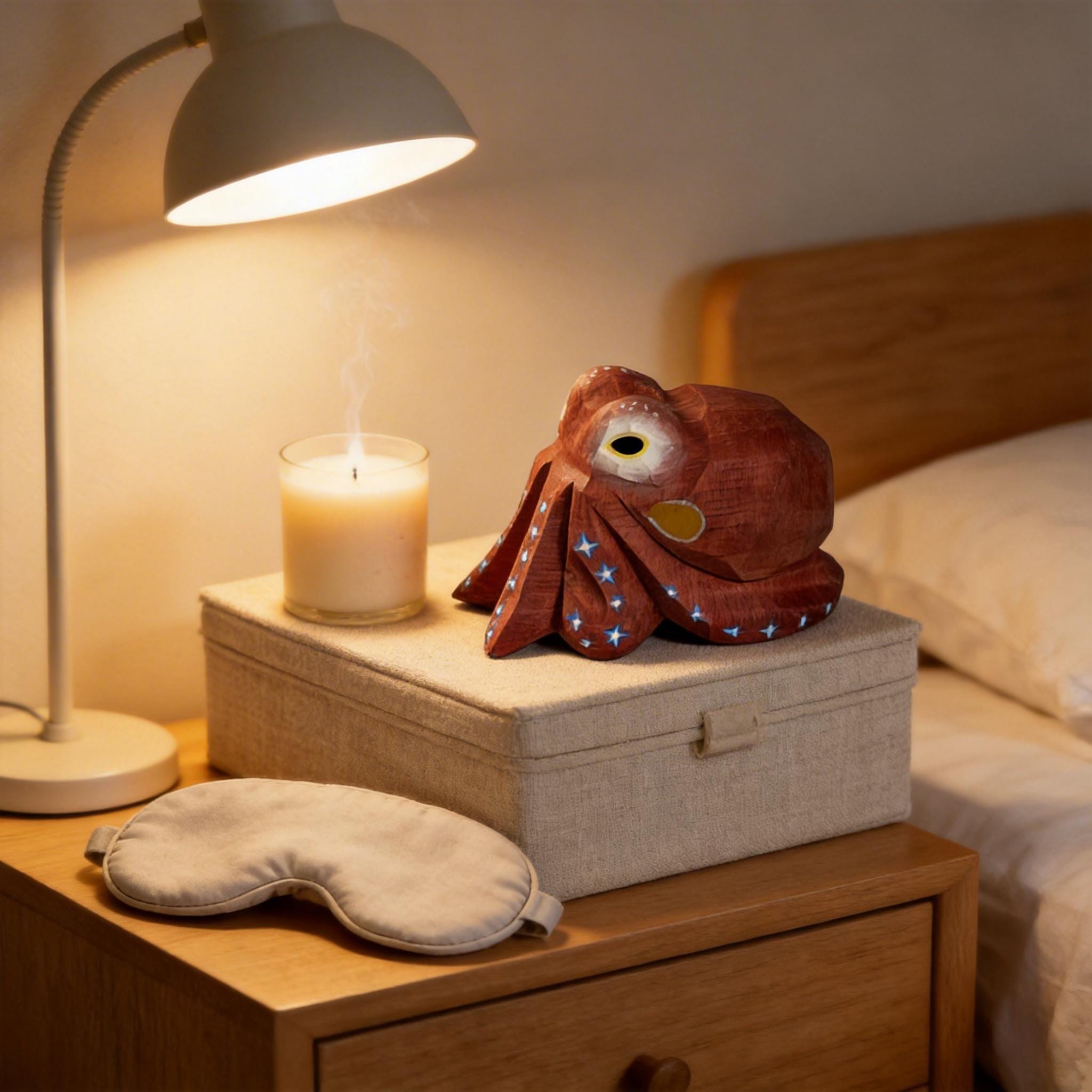 Whimsical Wooden Octopus Figurine, Hand Carved Nautical Decor, Cute Ocean Animal Desk Pet, Unique Marine Life Gift for Sea Lovers