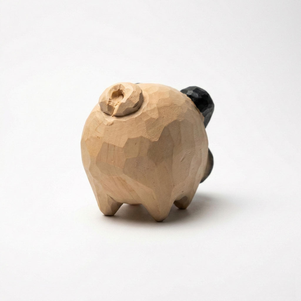 Whimsical Hand Carved Wooden Pug Figurine, Chubby Fawn Pug Statue, Dog Lover Gift, Minimalist Pet Decor, Small Wood Animal Sculpture
