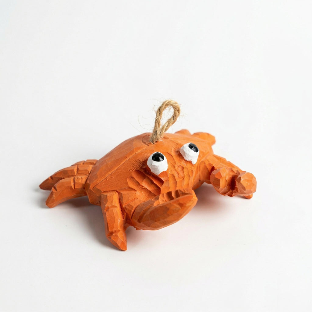 Whimsical Wooden Crab Ornament Hand Carved Coastal Decor Nautical Nursery Art Ocean Lover Gift Beach House Decor Funny Crab Figurine