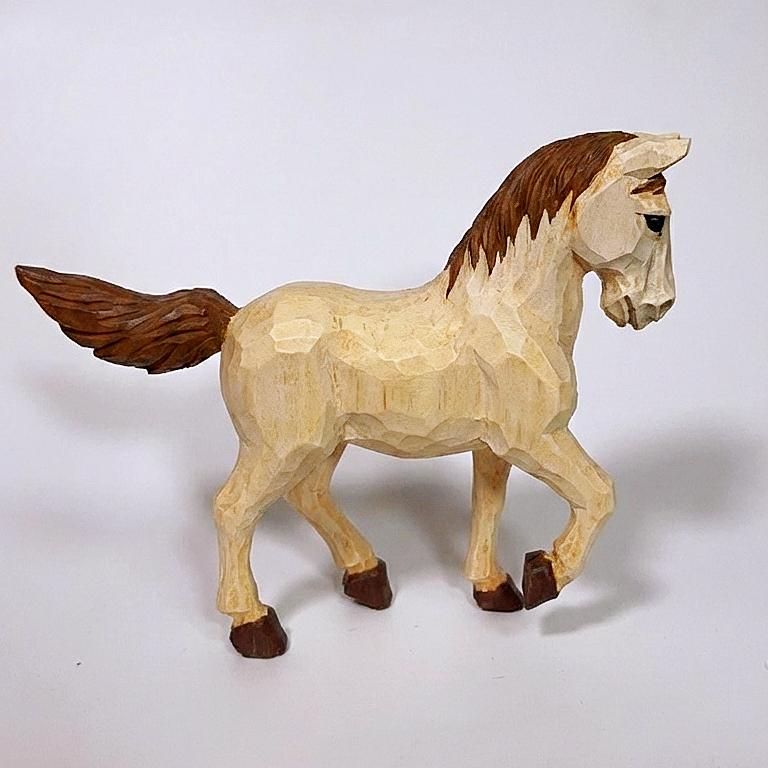 Whimsical Hand Carved Wooden Horse Figurine Rustic Pony Sculpture Farmhouse Shelf Decor Artisan Animal Art Unique Equestrian Gift