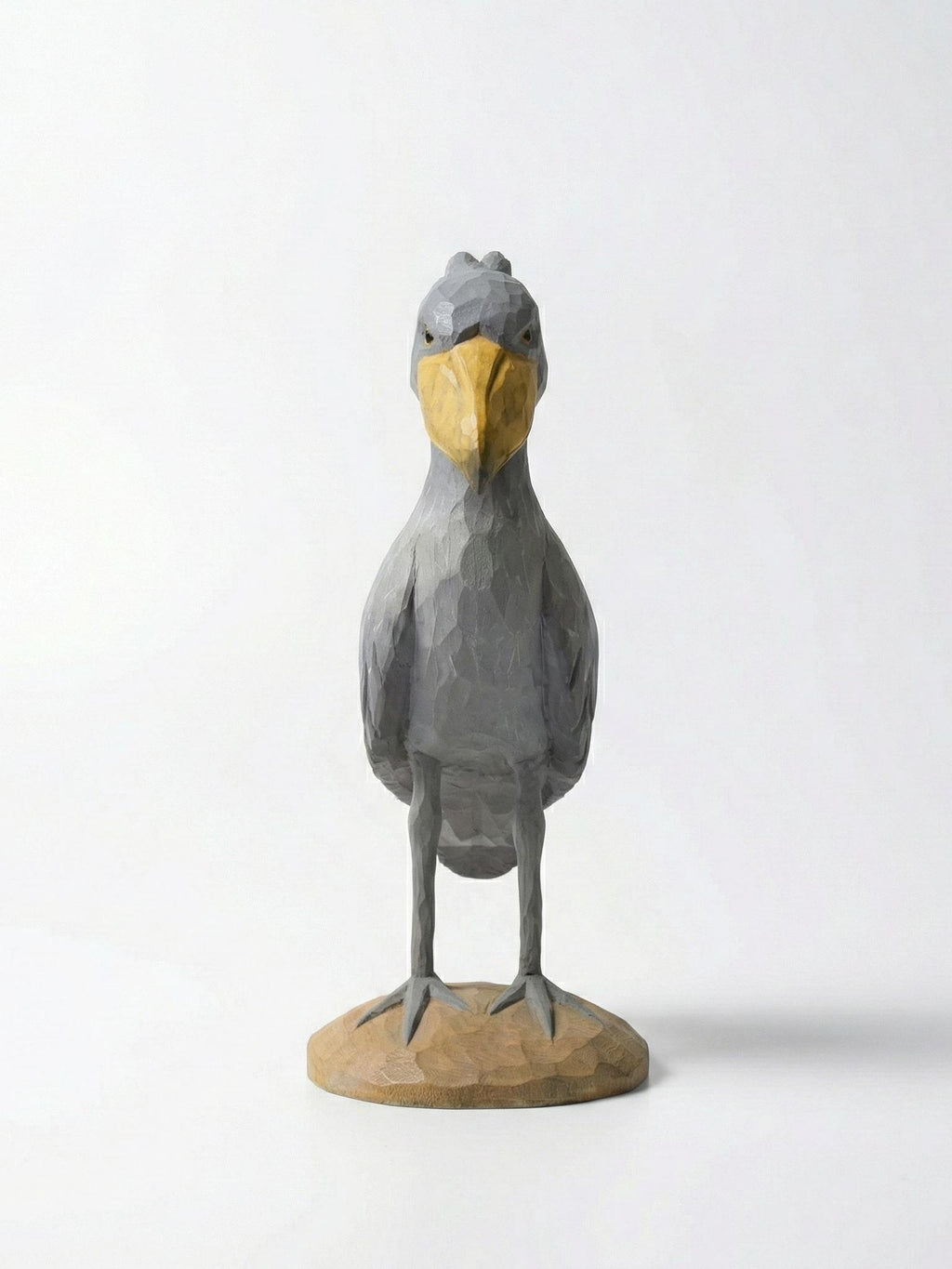 Hand Carved Wooden Shoebill Stork Statue, Rustic Bird Decor