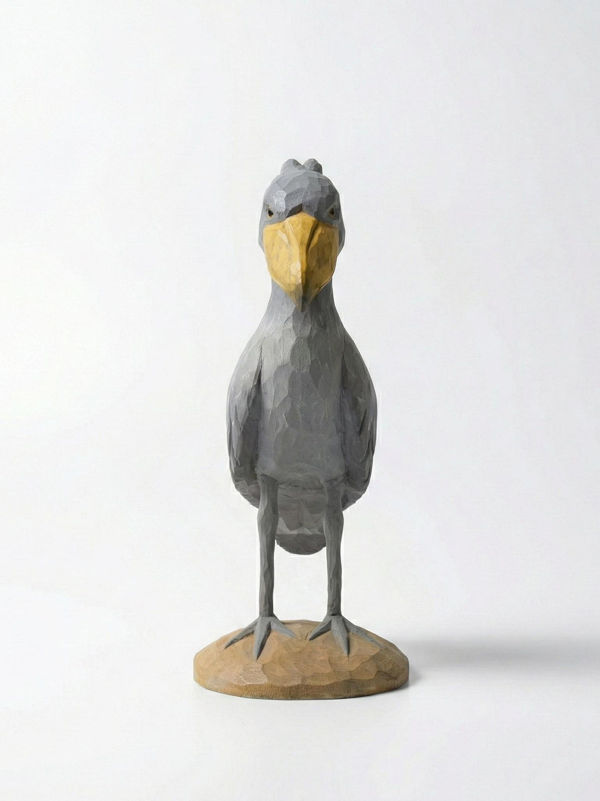 Hand Carved Wooden Shoebill Stork Statue, Rustic Bird Decor