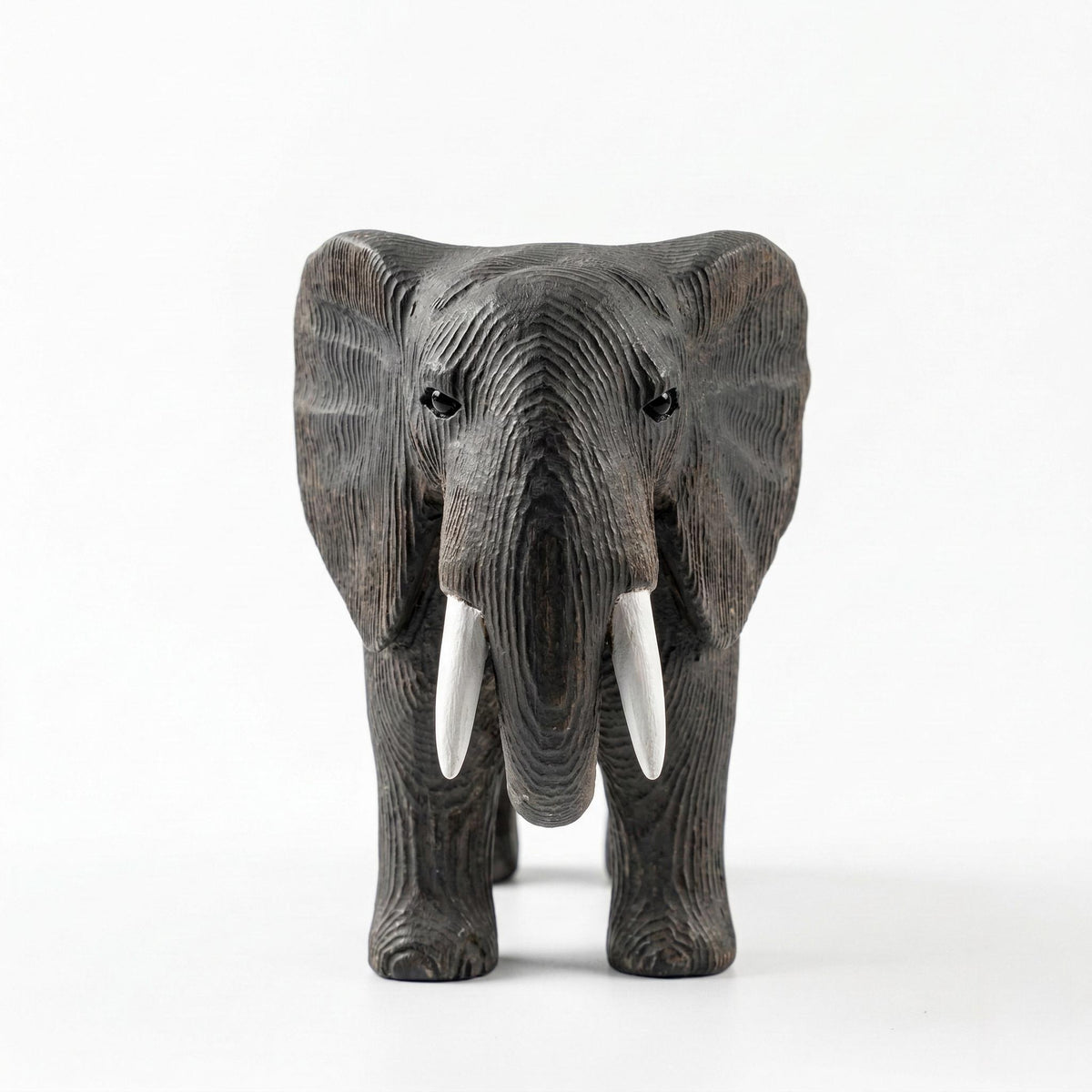 Hand-Carved Wooden Elephant Figurine – Rustic Boho Nursery Decor, Shelf Sitter