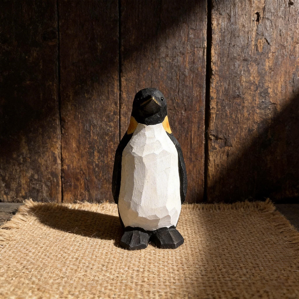 Hand-Carved Wooden Penguin Figurine | Geometric Minimalist Bird Decor | Rustic Nursery Art | Unique Gift for Animal Lovers & Bird Watchers