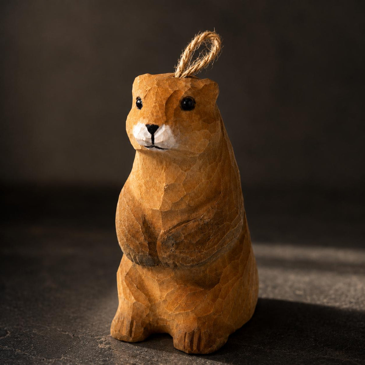Whimsical Wooden Groundhog Ornament Hand Carved Forest Animal Decor Cute Prairie Dog Figurine Nature Lover Gift