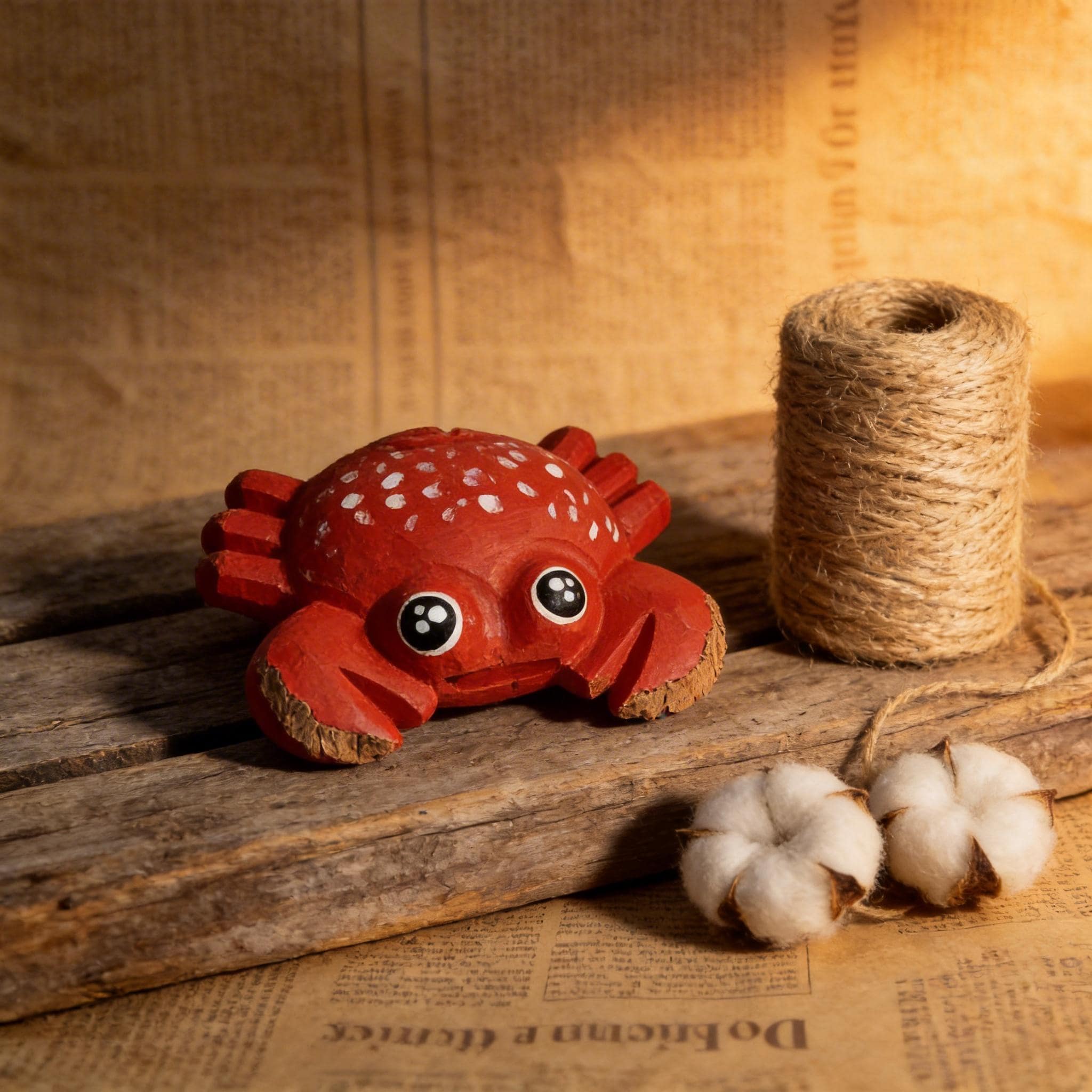 Cute Red Wooden Crab Figurine Hand Carved Coastal Decor Nautical Nursery Wood Animal Sculpture Beach Lover Gift Ocean Desk Pet
