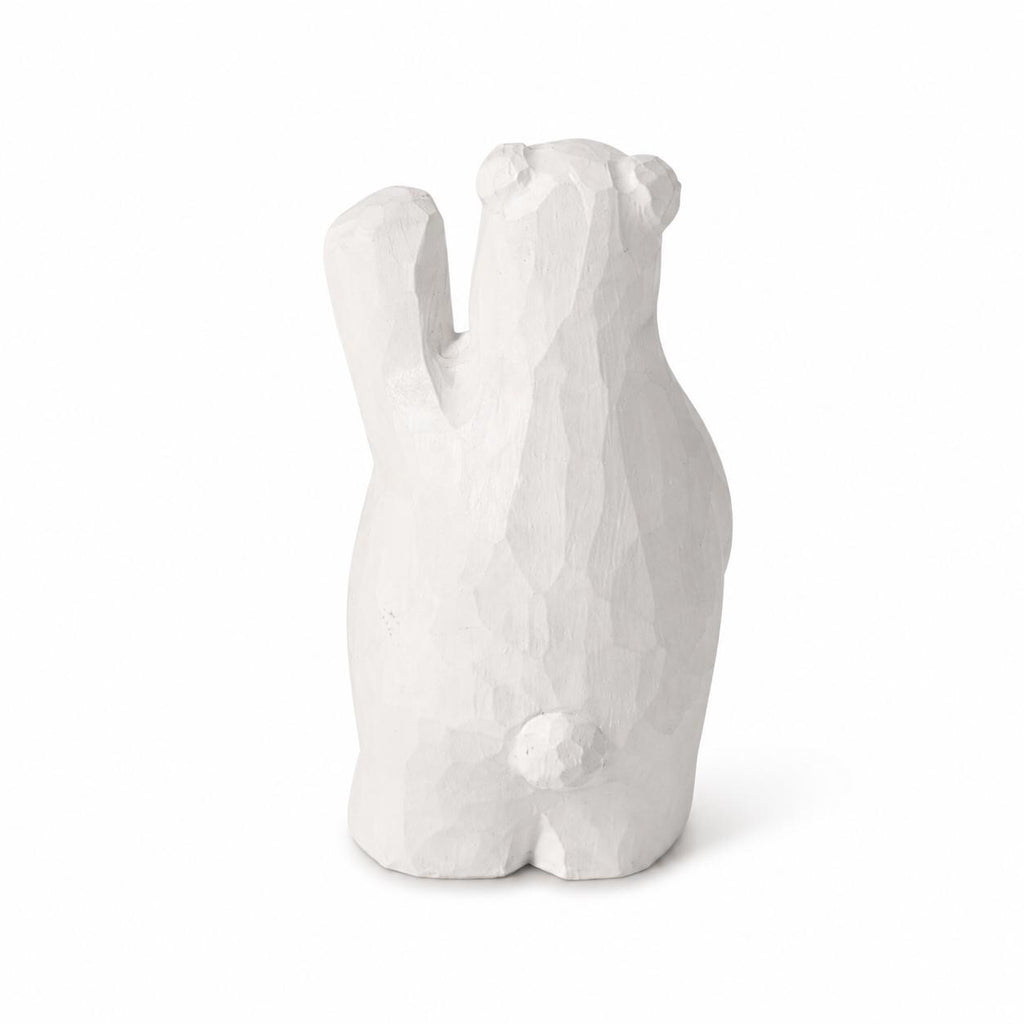 Friendly Waving Polar Bear Wood Carving, Handmade Arctic Animal Figurine, Whimsical Desk Pet, Winter Nursery Decor, Cute Wood Gift for Kids