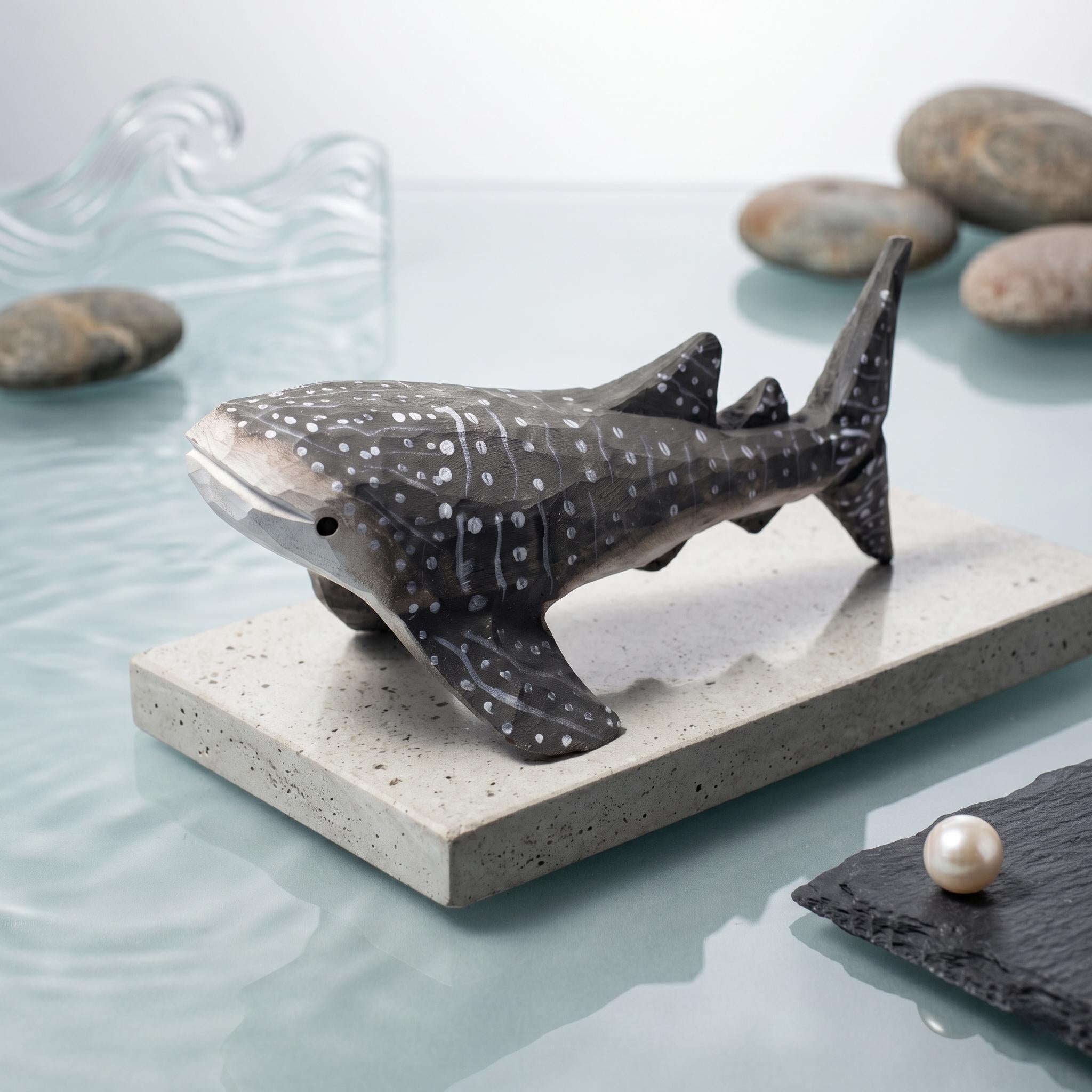 Hand Carved Wooden Whale Shark Figurine, Rustic Ocean Decor, Gentle Giant Marine Life Art, Unique Scuba Diver Gift, Nautical Nursery Decor