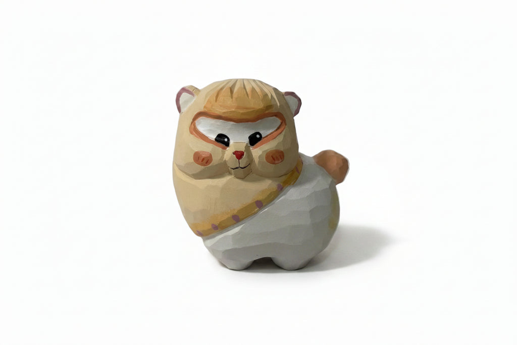 Chubby Wooden Alpaca Figurine, Hand Carved Llama Decor, Animal Statue, Whimsical Desk Accessory