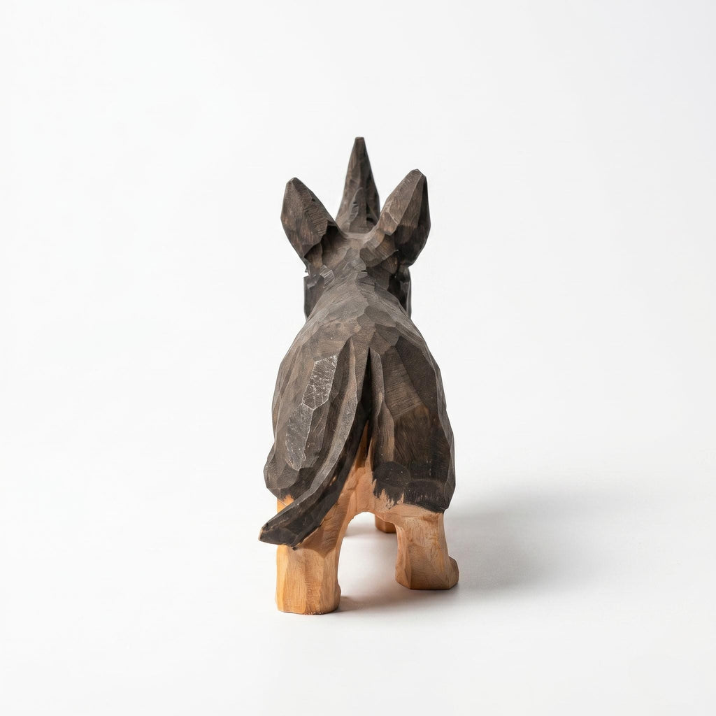 Rustic Hand Carved Wooden Rhino Figurine Geometric Wood Animal Sculpture Safari Decor Nursery Art Unique Gift for Animal Lover