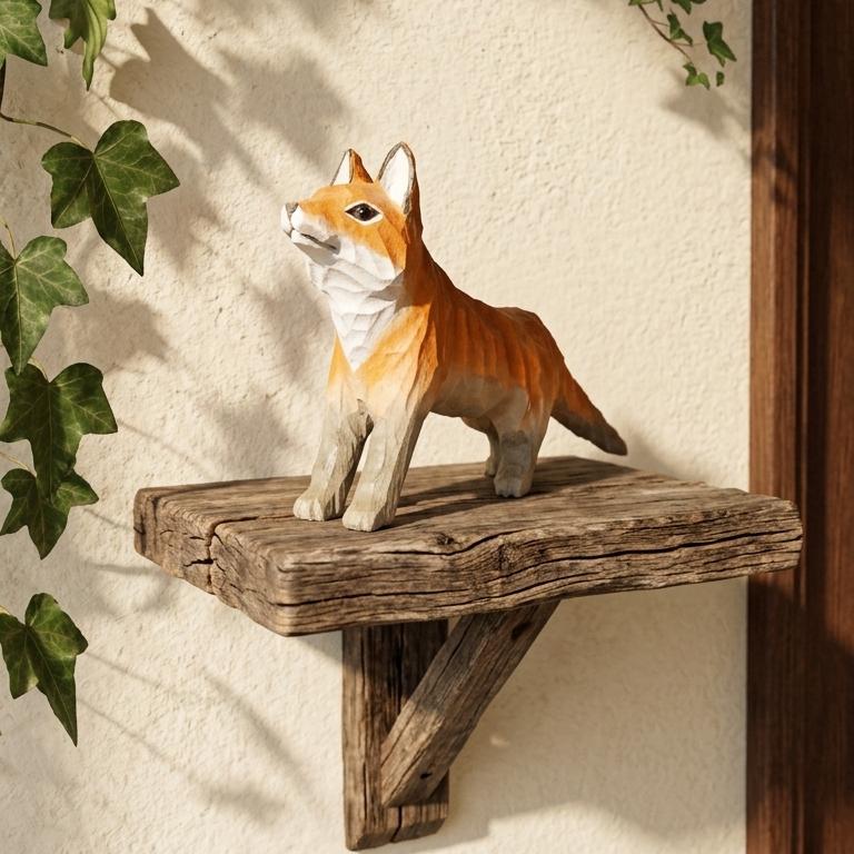 Whimsical Hand-Carved Wooden Red Fox Figurine, Rustic Forest Animal Sculpture, Woodland Nursery Decor, Wood Fox  Gift for Nature Lovers