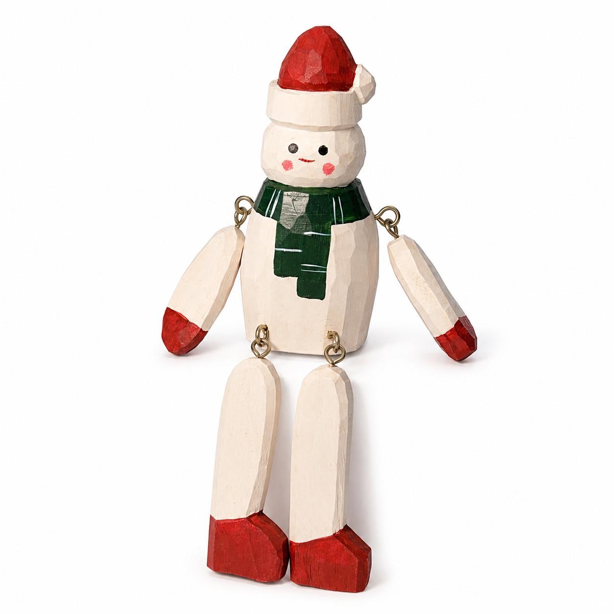 Whimsical Wooden Christmas Shelf Sitter Santa Snowman Figurine Hand Carved Winter Decor Secret Santa Gift