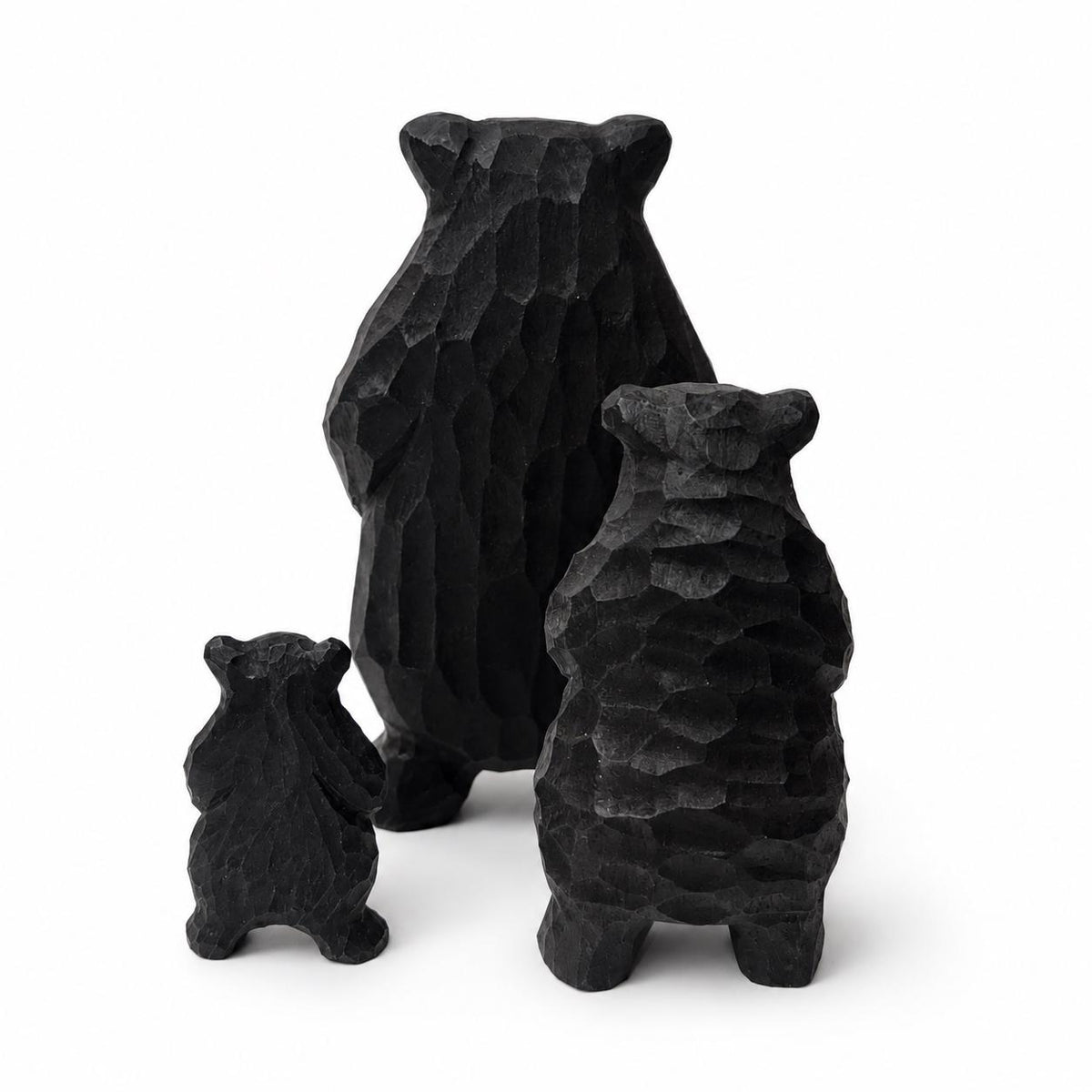 Hand Carved Wood Black Bear Family Set Rustic Woodland Nursery Decor New Mom Gift