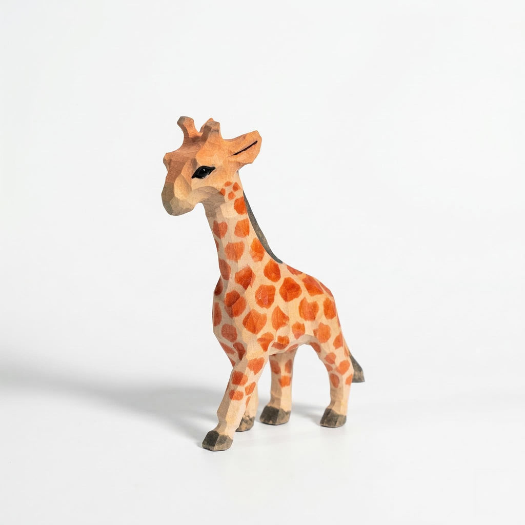 Hand-Carved Wooden Giraffe Figurine | Safari Nursery Decor, Artisan Animal Sculpture