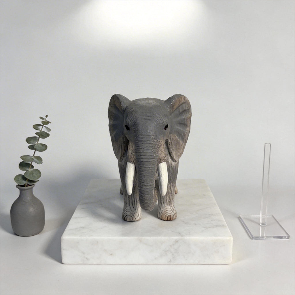 Hand-Carved Wooden Elephant Figurine – Rustic Boho Nursery Decor, Shelf Sitter