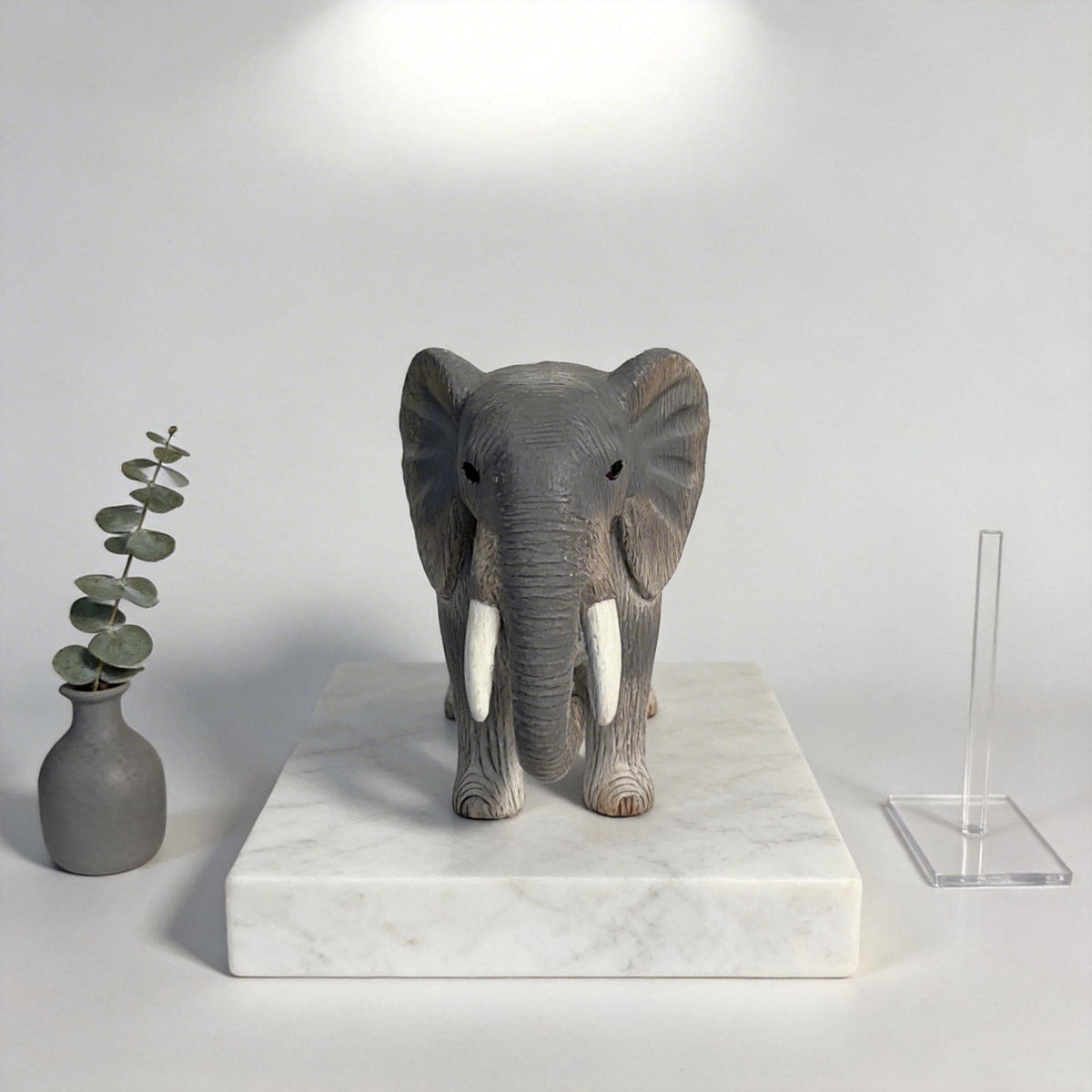 Hand-Carved Wooden Elephant Figurine – Rustic Boho Nursery Decor, Shelf Sitter