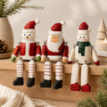 Whimsical Wooden Christmas Shelf Sitter Santa Snowman Figurine Hand Carved Winter Decor Secret Santa Gift