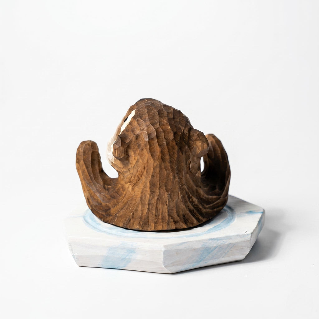Joyful Wooden Sea Otter Hand Carved Animal Sculpture Coastal Desk Decor Cute Woodland Nursery Art Unique Gift for Animal Lovers